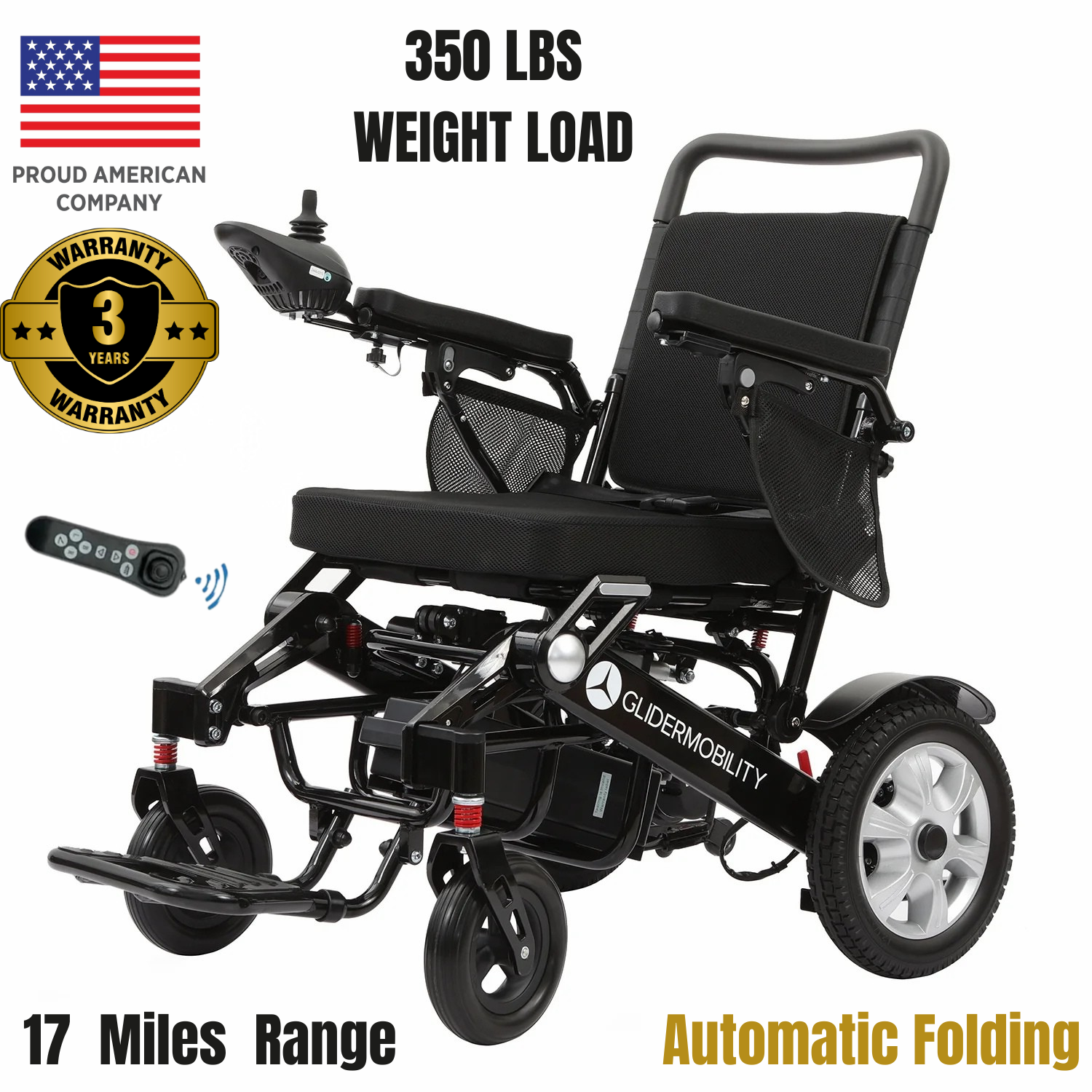 Glider Mobility Explorer Pro Long Range Automatic Folding Electric Wheelchair